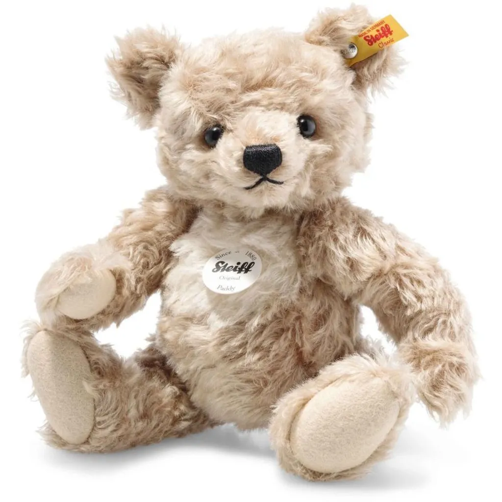 Ours de collection Steiff Paddy en mohair haut de gamme 28 cm brun clair