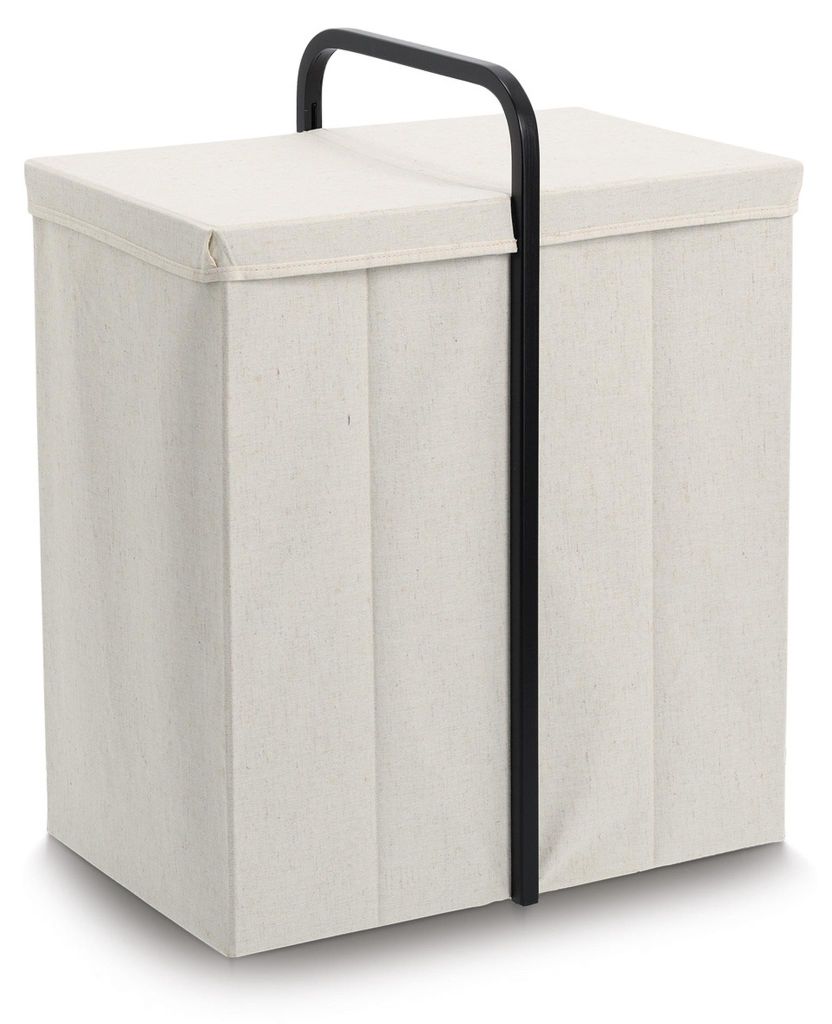 Zeller Wäschesammler, Polyester/Bambus, creme/schwarz, ca. 51,5 x 35,5 x 65 cm