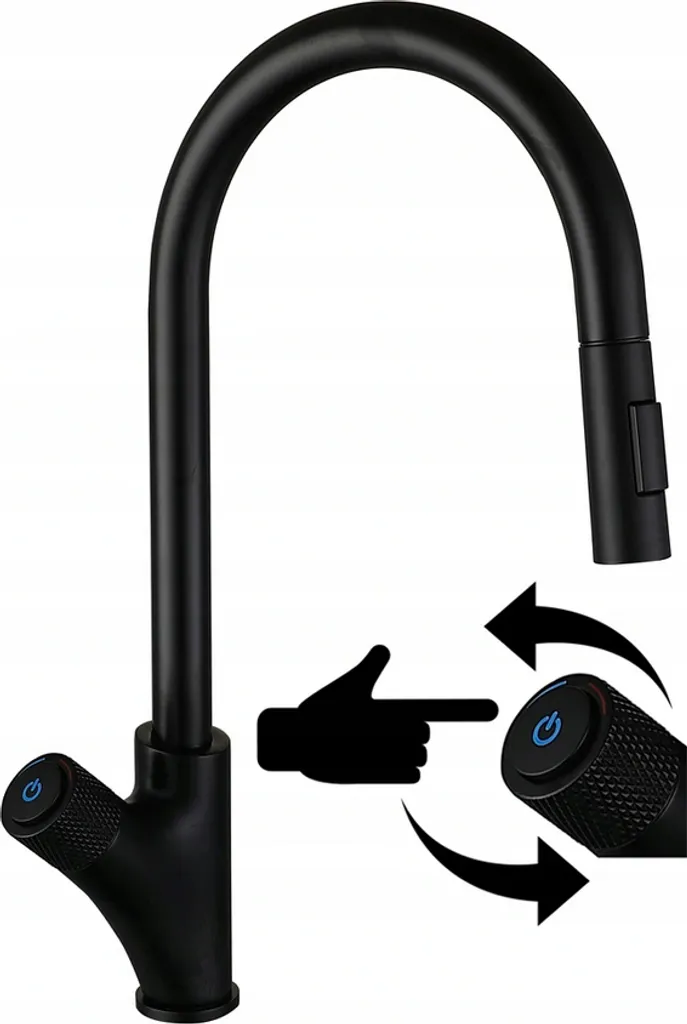 Miscelatore Cucina Nero Robusto con Doccetta Estraibile Lavello Q