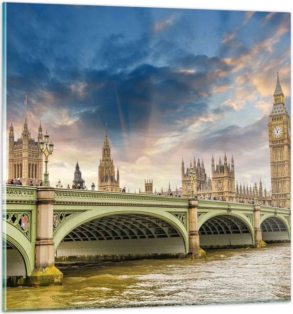 Bilder auf glas - London büro parlament gebäude - 70x70cm - Glasbilder - Wandbilder - Kunstdruck - zum Aufhängen bereit - Wanddekoration aus Gla...