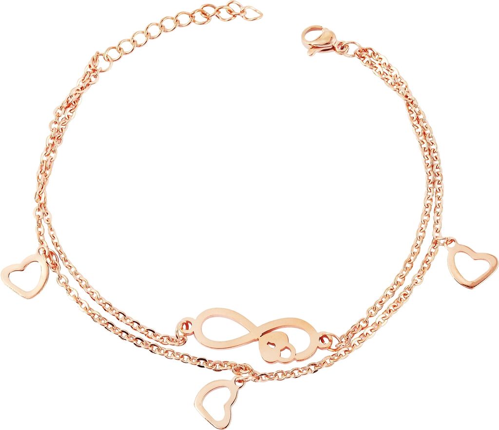 Akzent Ankerarmband, zweireihig, Unendlichkeitszeichen, Herzen