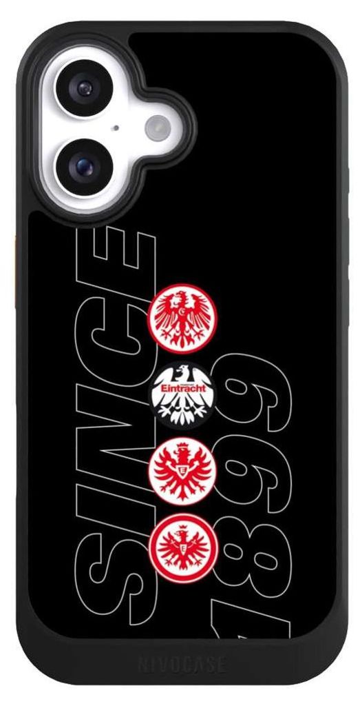 NIVOCASE Hülle für Apple iPhone 16 Handyhülle NIVOcore Case Schwarz Adler Eintracht Frankfurt Logo