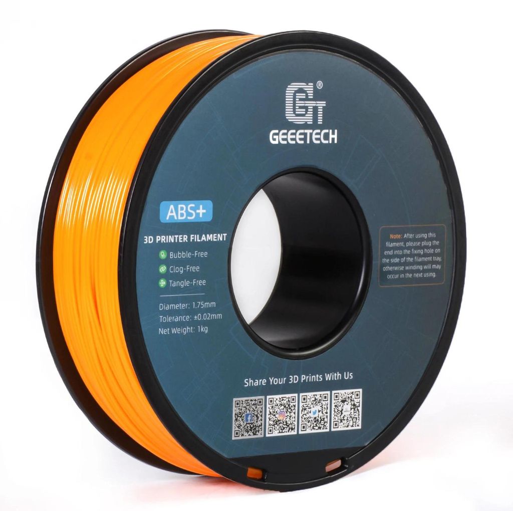 3D-Drucker Filament - ABS+ 1,75 mm 1 kg Spule - Verwicklungsfrei - Ungiftig - Vakuumverpackt - Orange