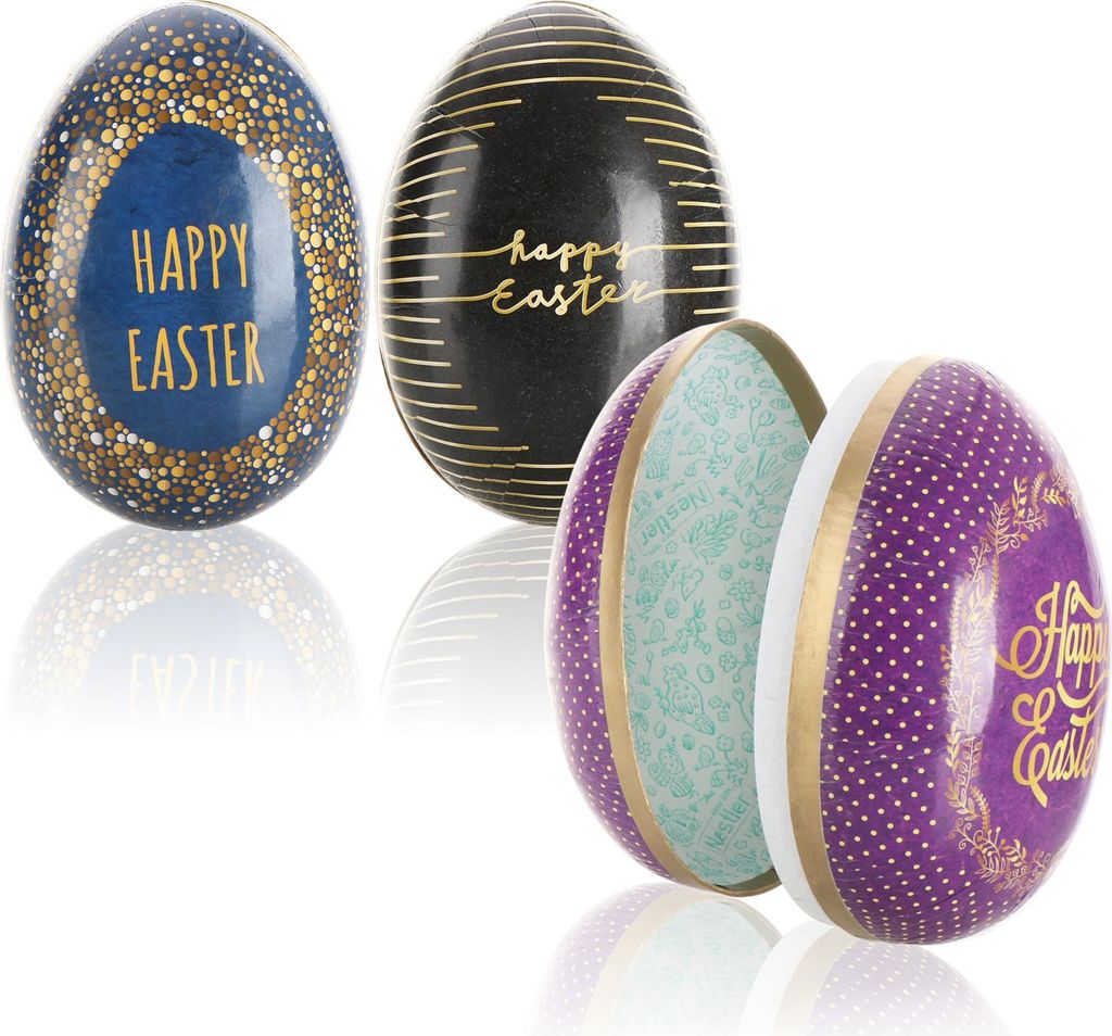 com-four 3x Osterei zum Befüllen - bunte Fülleier für Ostern - große Papp-Eier - Oster-Dekoration Geschenkbox - Oster-Überraschung [Auswahl ...