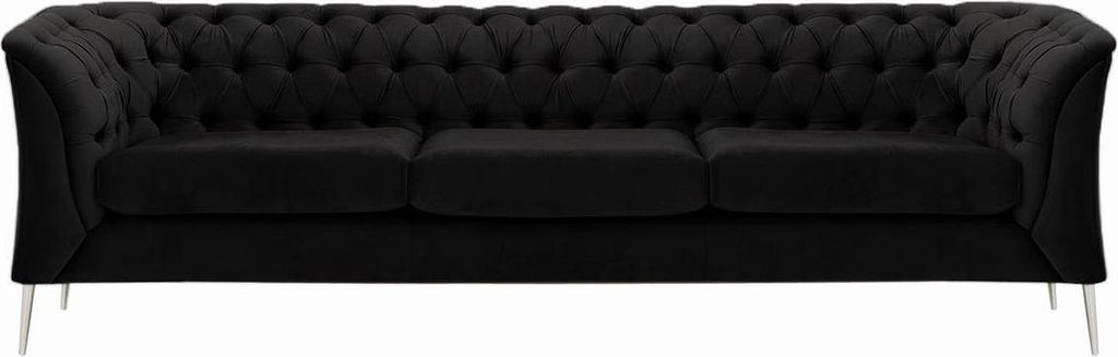 Dreisitzer-Sofa Chesterfield Modern aus medizinischem Schaumstoff-Velluto 20-verchromtes Metall