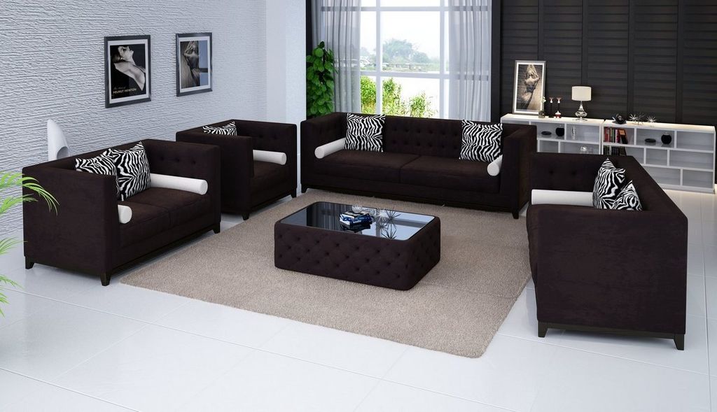 Sofa Set 4tlg Sessel Sitzer Ledersofa Couch JVmoebel