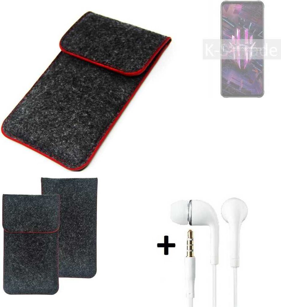 K-S-Trade Handy Schutz Hülle kompatibel mit nubia Red Magic 7S Schutzhülle Handyhülle Filztasche Pouch Tasche Case Sleeve Filzhülle dunkelgrau