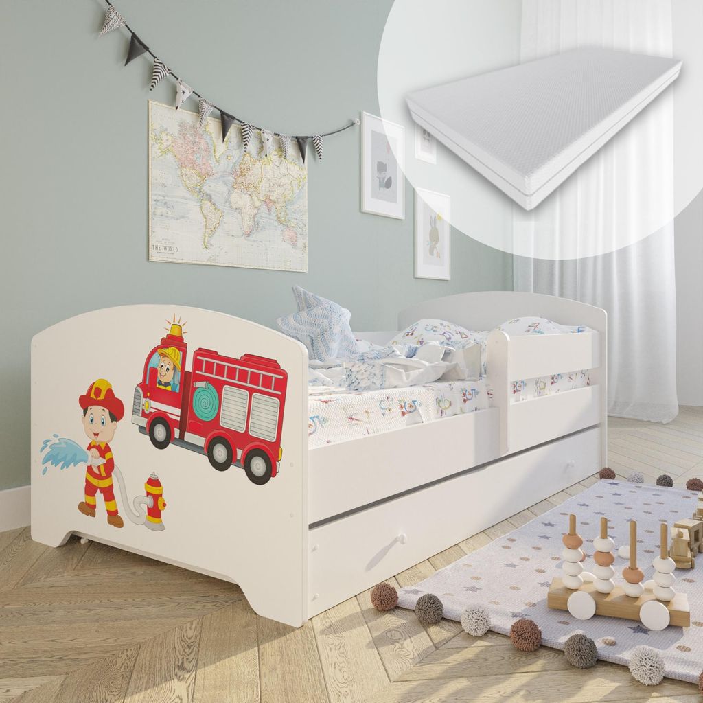 Kinderbett 80x160 cm mit Matratze und Schublade, Produktbild 