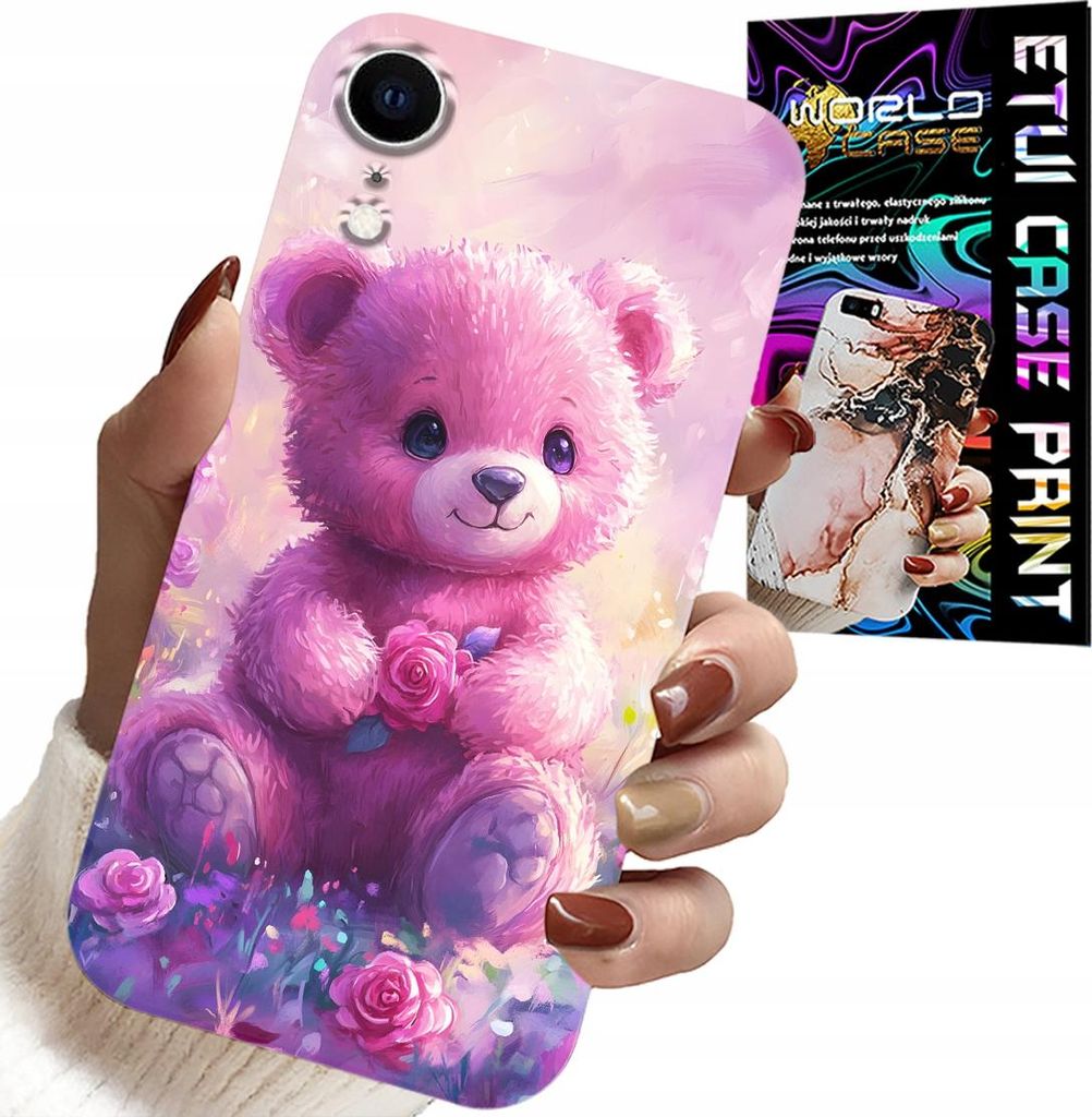 Hülle Für Iphone Xr - Süsser Teddybär Auf Rosa Hintergrund, Hülle + Glas