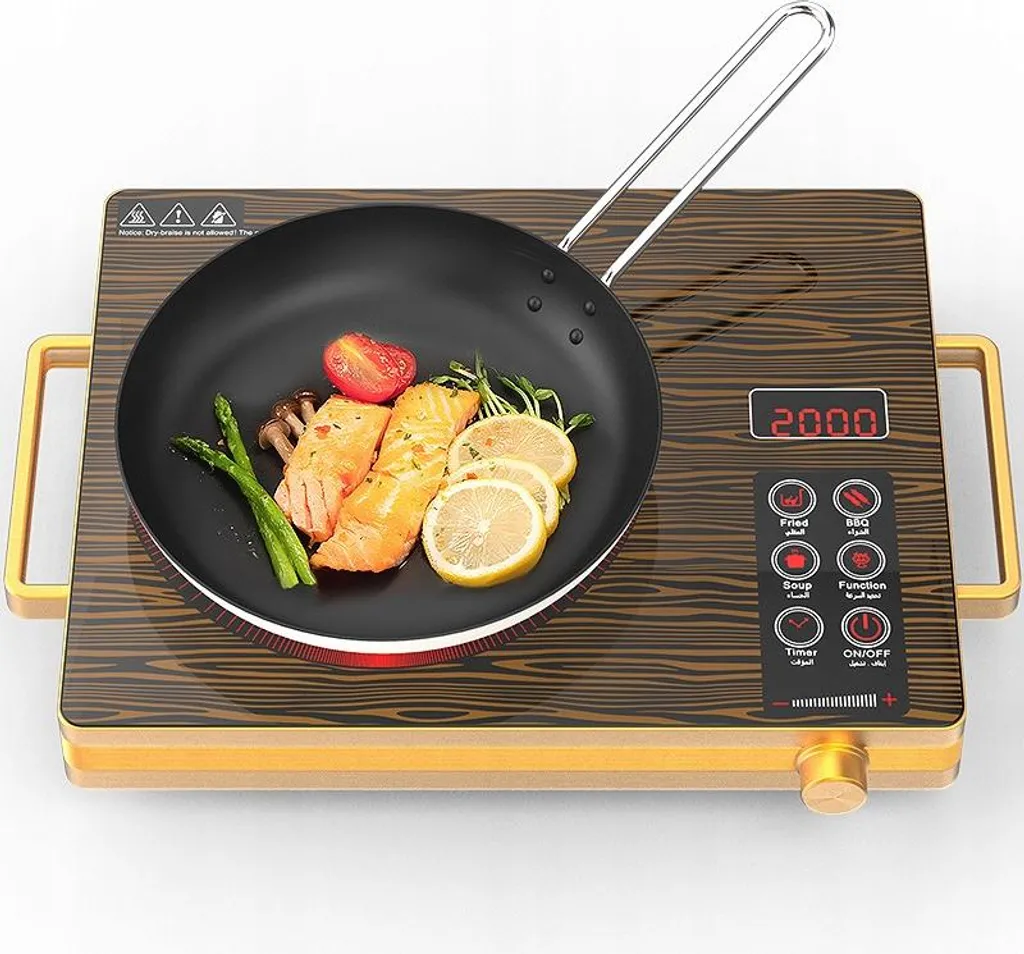 Réchaud à induction portable 2200 W pour camping et voyage avec LED