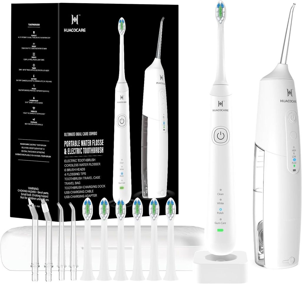 2-in-1 Munddusche & Elektrische Schallzahnbürste Set mit Reiseetui, 2000 mAh Akku und IPX7 Wasserschutz