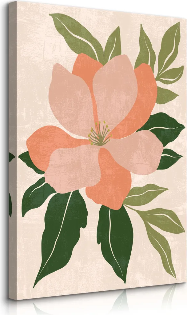 Muralo su tela per camera da letto tropicale FLOWER leaves nature boho w. 80cm x h. 120cm