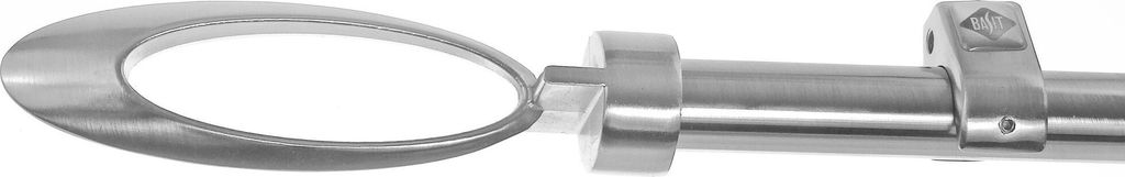 Edelstahl Look Gardinenstange 20mm Wandträger 1-läufig Ellipse, Länge wählbar D50 E85 R