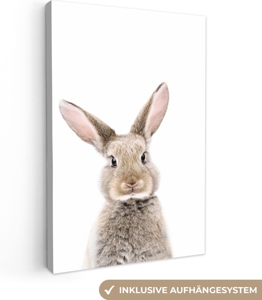 OneMillionCanvasses - Leinwandbilder - 90x140 cm, Kaninchen - Tiere - Natur - Braun, Wandbilder Kunstdruck Wanddekoration - Foto auf Leinwand - G...