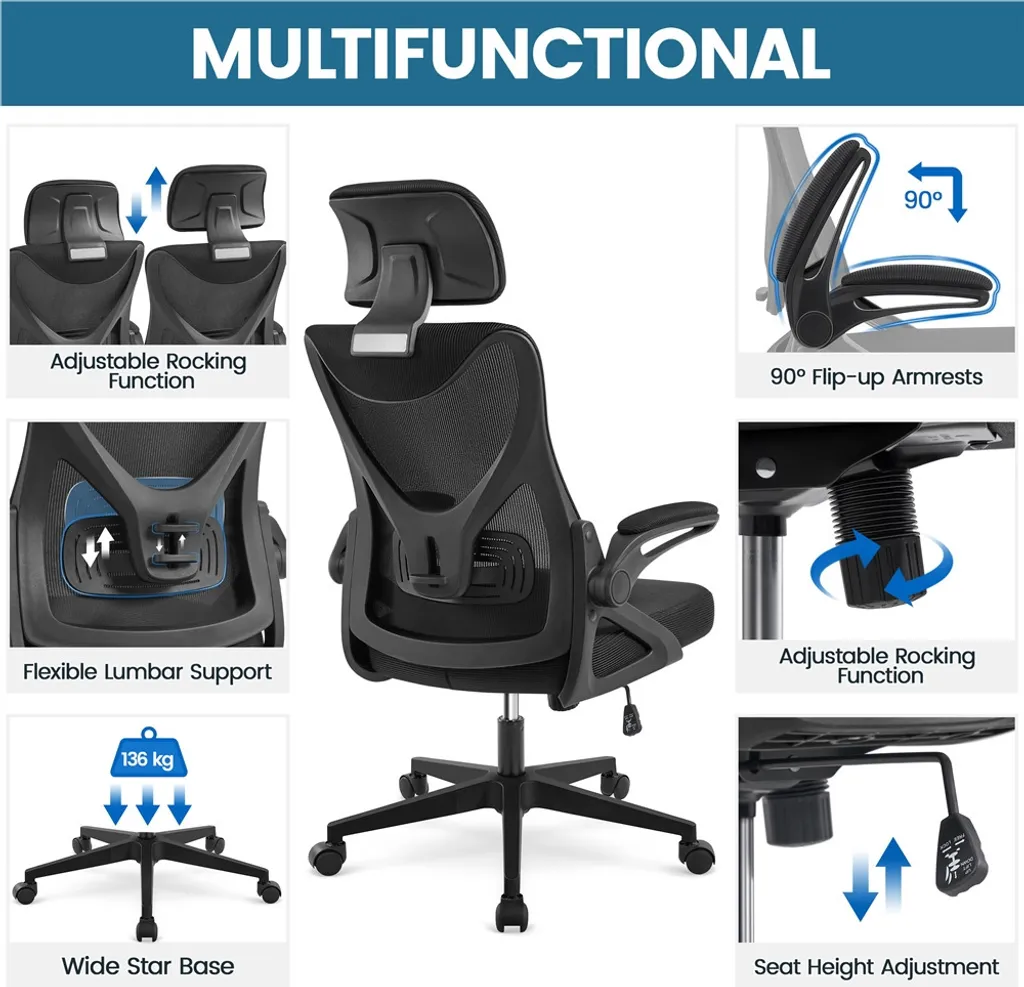 Poltrona Ufficio 592717 Nera: Ergonomia e Design per Smart Working - 5