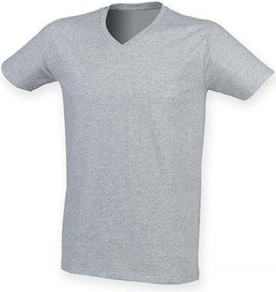 SF Men SF122 | Herren Feel Good Stretch V-Neck T - Farbe: Heather Grey - Größe: M