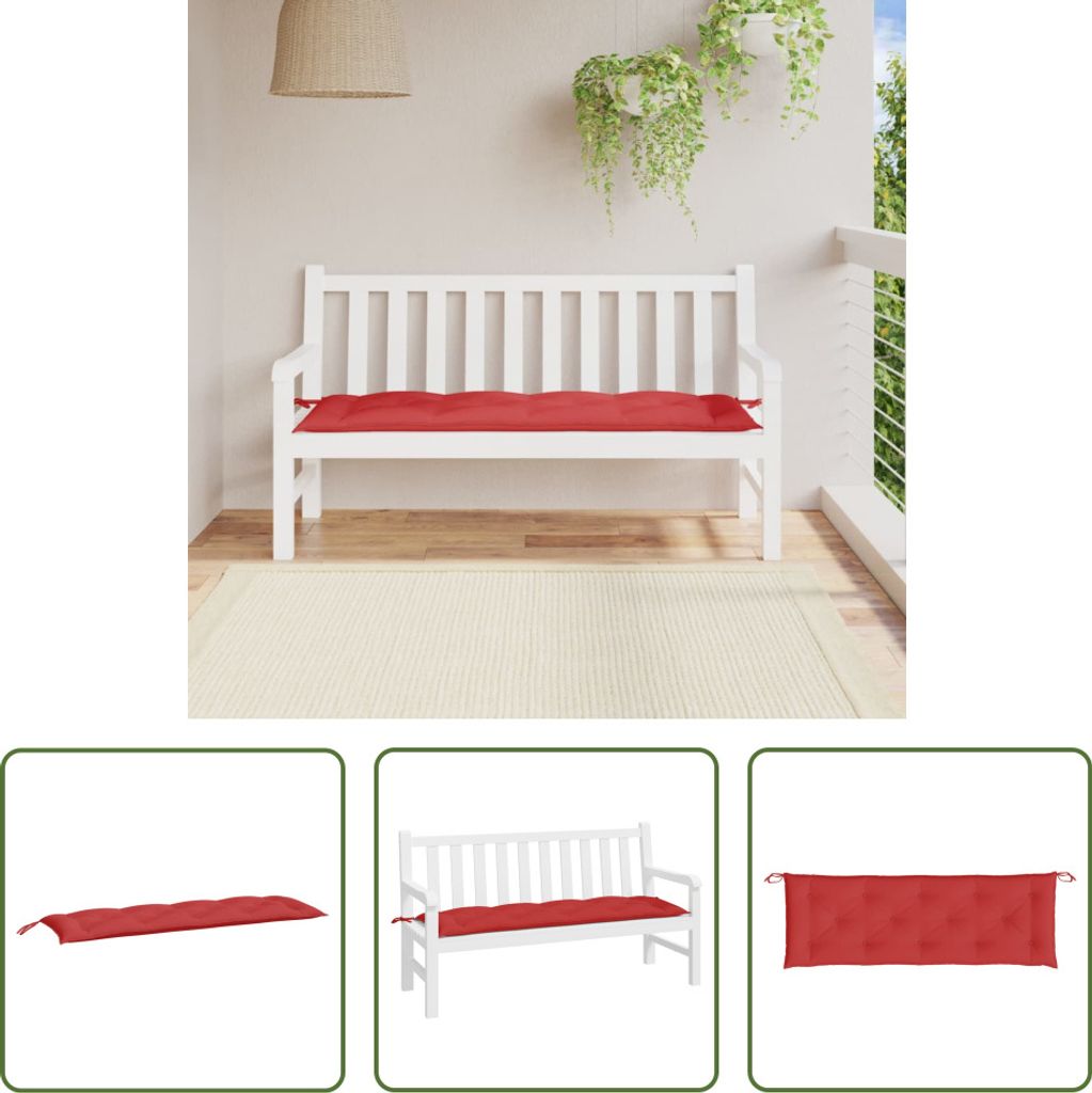 The Living Store Gartenbank-Auflage Rot 150x50x7 cm Oxford-Gewebe