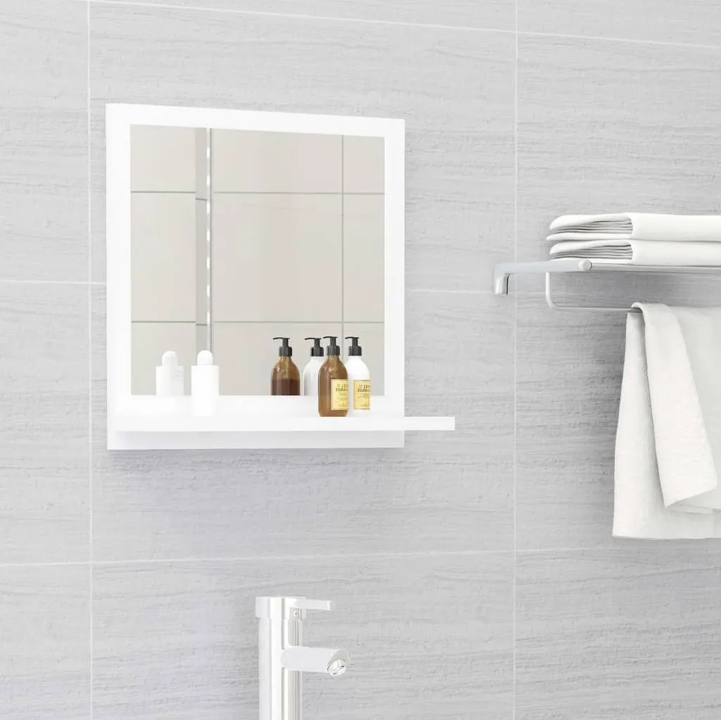 Specchiiera Bagno Legno Bianco 40x37 cm - Montaggio Facile con Shelf