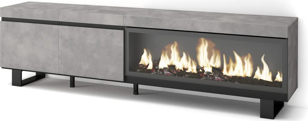 Meuble TV pour écran 80 pouces COZY avec cheminée XXL intégrée