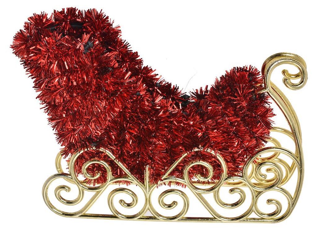 Clayre & Eef Weihnachtsdekoration Schlitten 14x3x11 cm Rot Produktbild 
