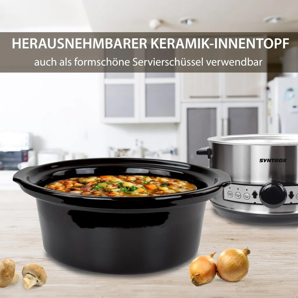 Mijoteuse Programmable Syntrox 3,5L avec Écran LCD et Cuve Céramique - 12