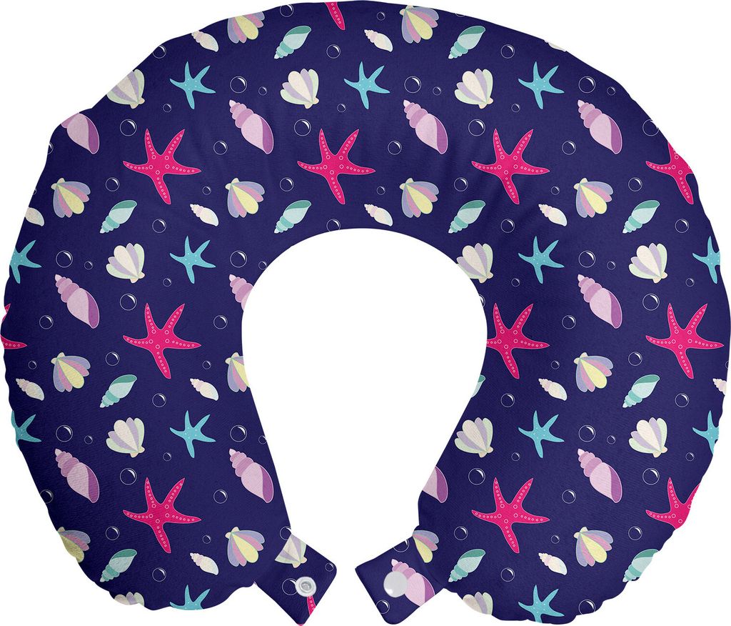 ABAKUHAUS Navy und Blush Reisekissen Nackenkissen, nautisches Leben, Schaumstoff Reiseartikel für Flugzeug und Auto, 30x30 cm, Mehrfarbig
