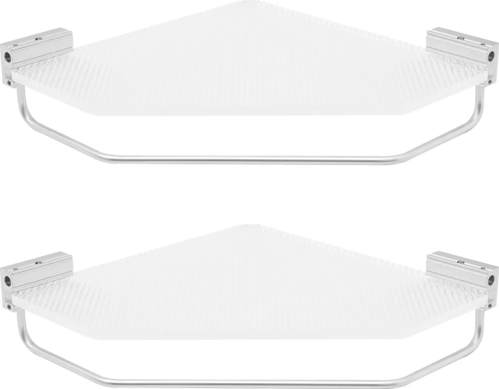 Étagère d'angle sans percer pour douche en aluminium noir mat 2 pièces