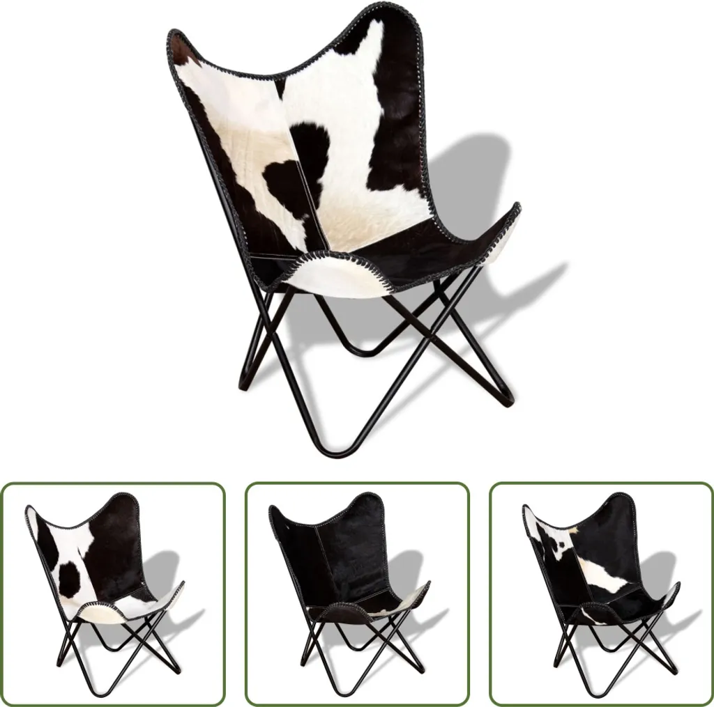 Fauteuil Butterfly en peau de vache : confort durable et design unique