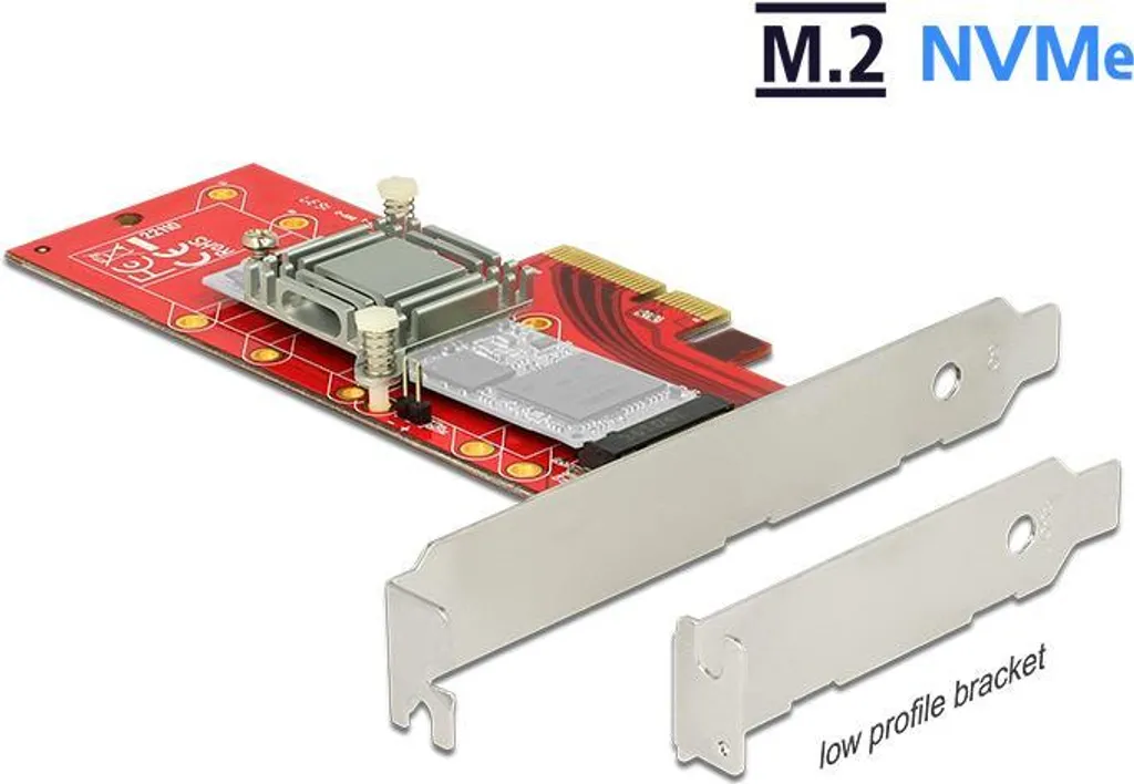 Carte Contrôleur NVMe PCIe 4x Delock Refroidissement Actif et Profil Bas