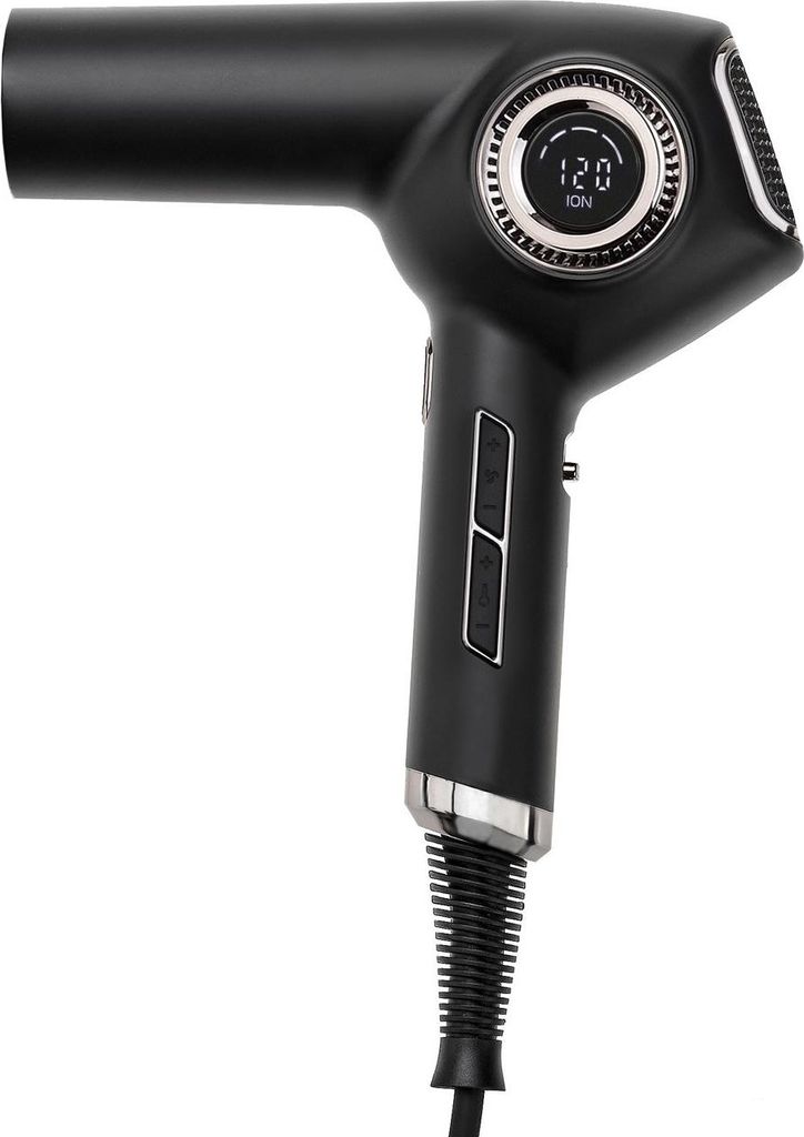 A black Efalock SYNFONIA High-Speed-Dryer is shown against a white background.