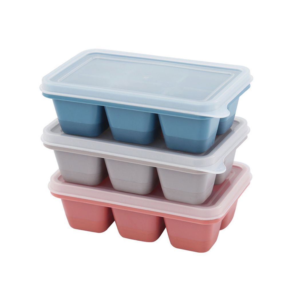 1 Set Eiswürfelform mit Deckel 6 Gitter DIY Herstellung von Eiswürfeln Tray Box Silikonform Küchenhelfer