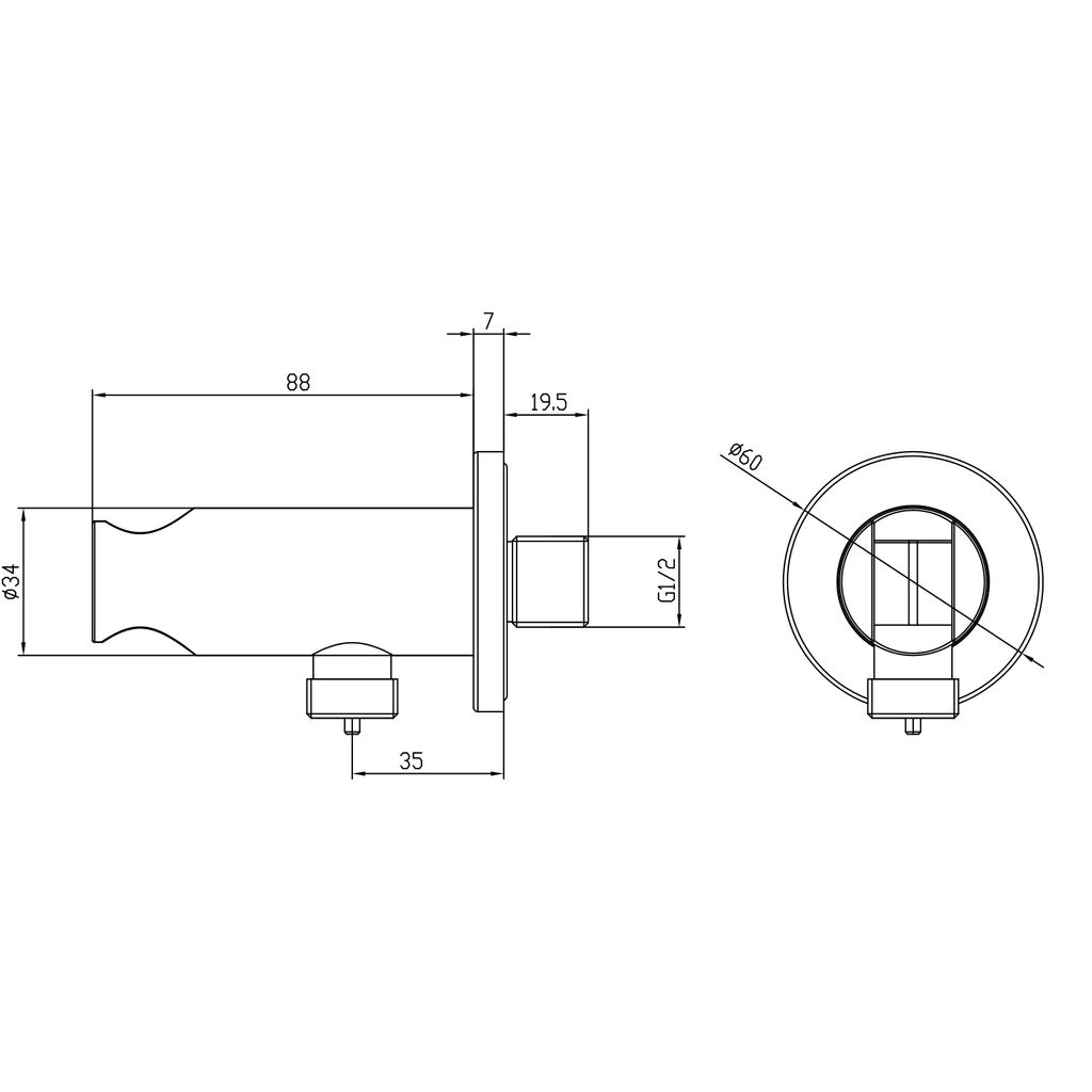 PaulGurkes goldener Wandanschlussbogen Brausehalter Kombi-Halter Gold