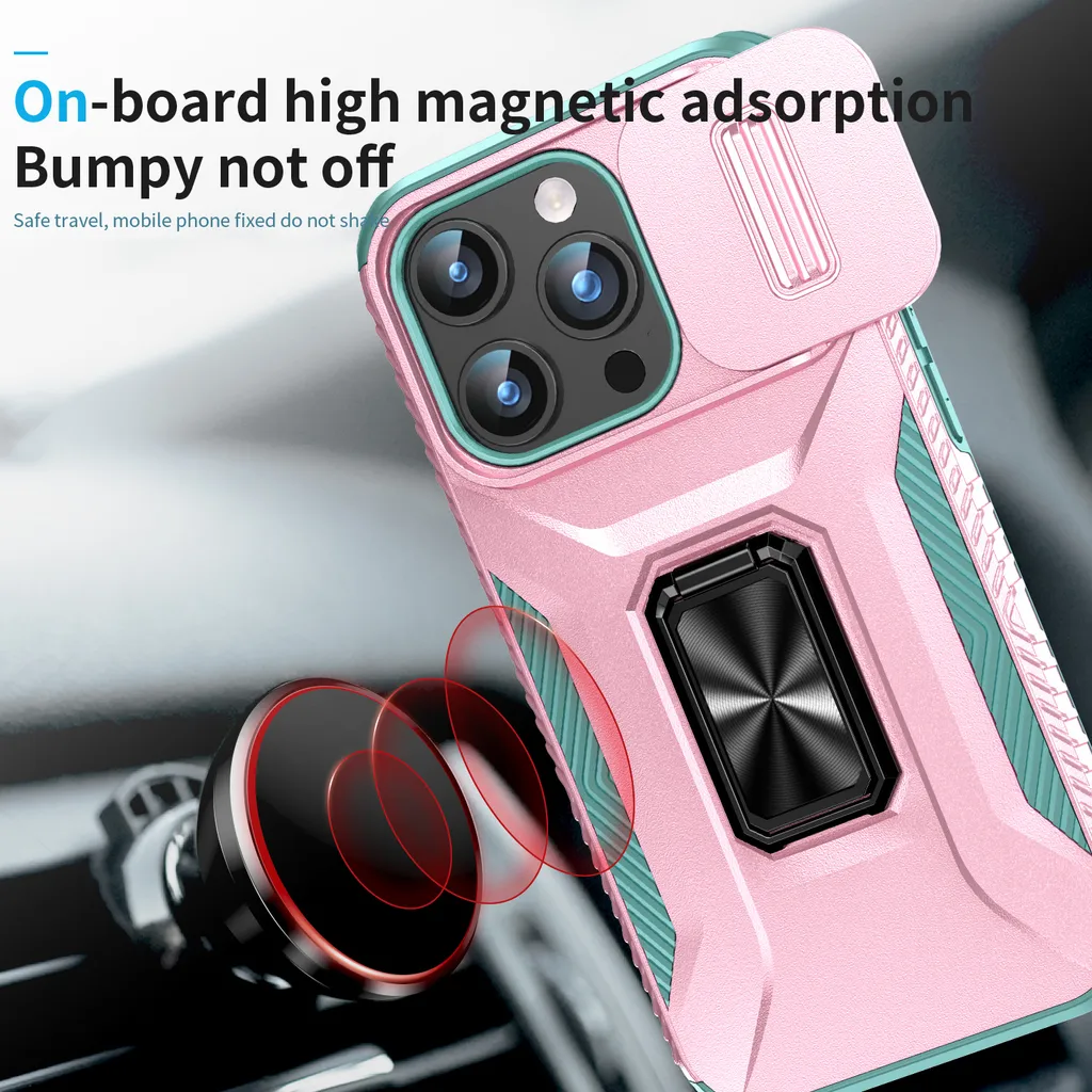 Cover iPhone 15 Pro Rosa Shockproof: Custodia con Supporto e Slide - 4
