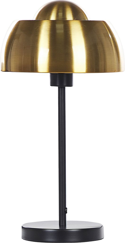 BELIANI Tischlampe Gold / Schwarz aus Metall 44 cm runder Schirm Kabel mit Schalter Industrie Look Modernes Design