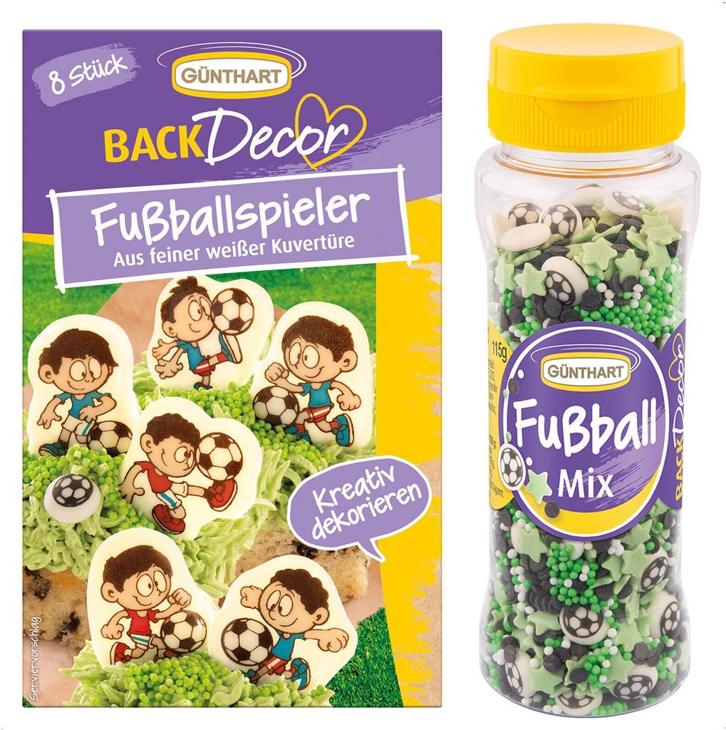 BackDecor Fußball Set 8 essbare Schoko Fußballer aus weißer Produktbild 