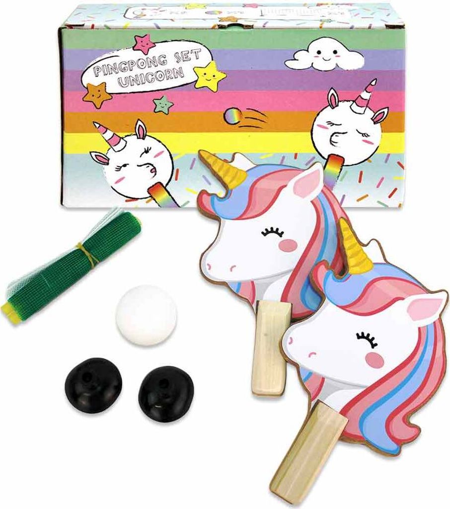 Einhorn Tischtennis Set mit Netz und Schlägern