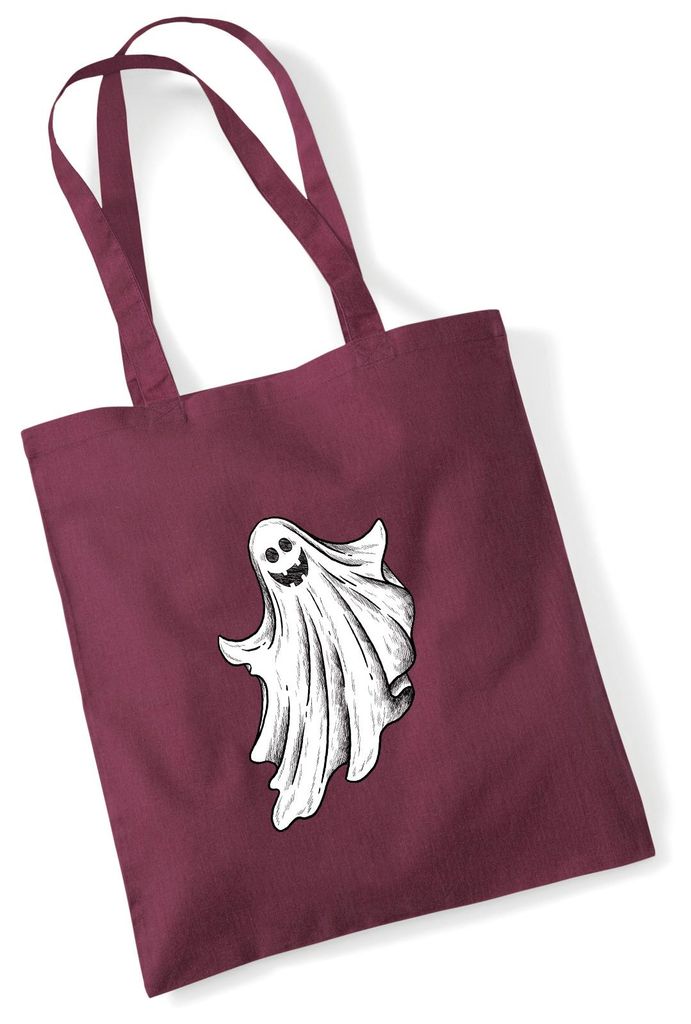 Huuraa Jutebeutel Comic Geist Fabelwesen 10 Liter Burgundy Baumwolle Tasche Geschenkidee