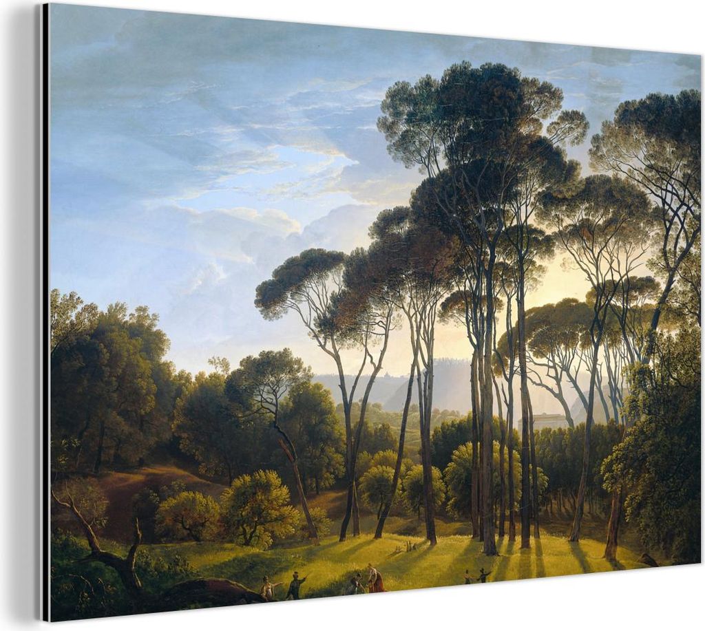 MuchoWow Wanddekoration Metall Metallbild Wandkunst 30x20 cm Italienische Landschaft mit Zirbelkiefer - Kunst - Alte Meister MuchoWow Aluminium Gem...