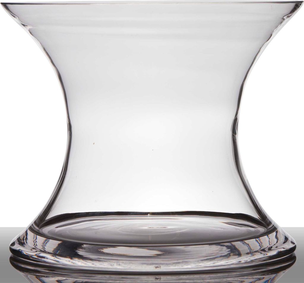 INNA-Glas Blumenvase Glas Liz, Sanduhr - rund, klar, 24cm, Ø 29cm - Design Vase - Große Vase