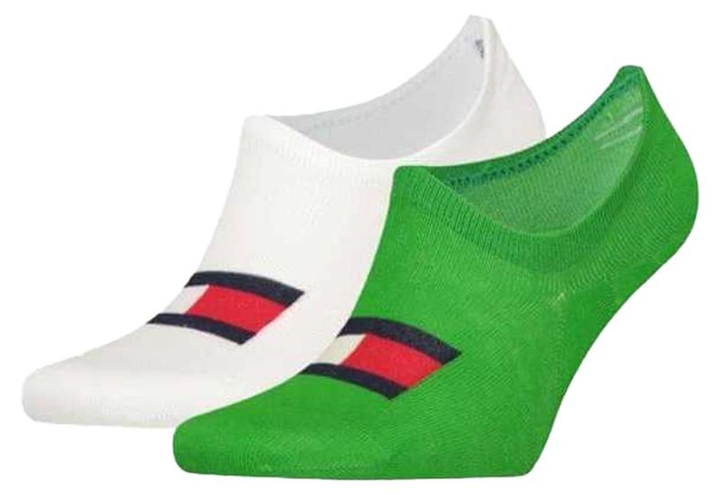Tommy Hilfiger - Liner Socken für Herren (2er-Pack) NA718 (43 EU - 47 EU) (Weiß/Grün)