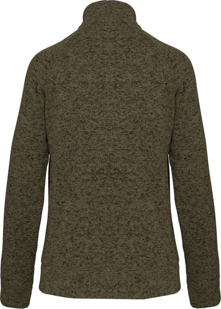 Kariban Damen Fleecejacke Outdoor Zipper Micro Fleece Full Zip, Größe:L, Farbe:Dunkles Khaki-Melange