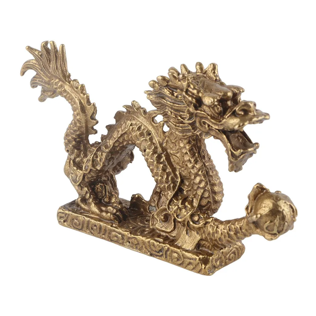 Dragon Feng Shui en Laiton pour Bureau, Décoration Porte-bonheur Zen