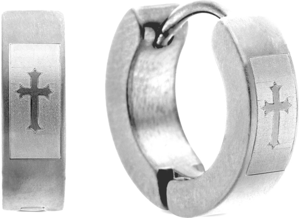 Frank 1967 7FE-0008 Stalen Oorringen - Heren - 14 x 4 mm - Staal - Zilverkleurig