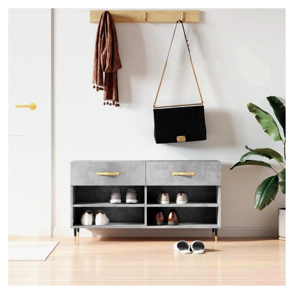 Schuhbank in Betongrau 102x35x55cm aus Holzwerkstoff