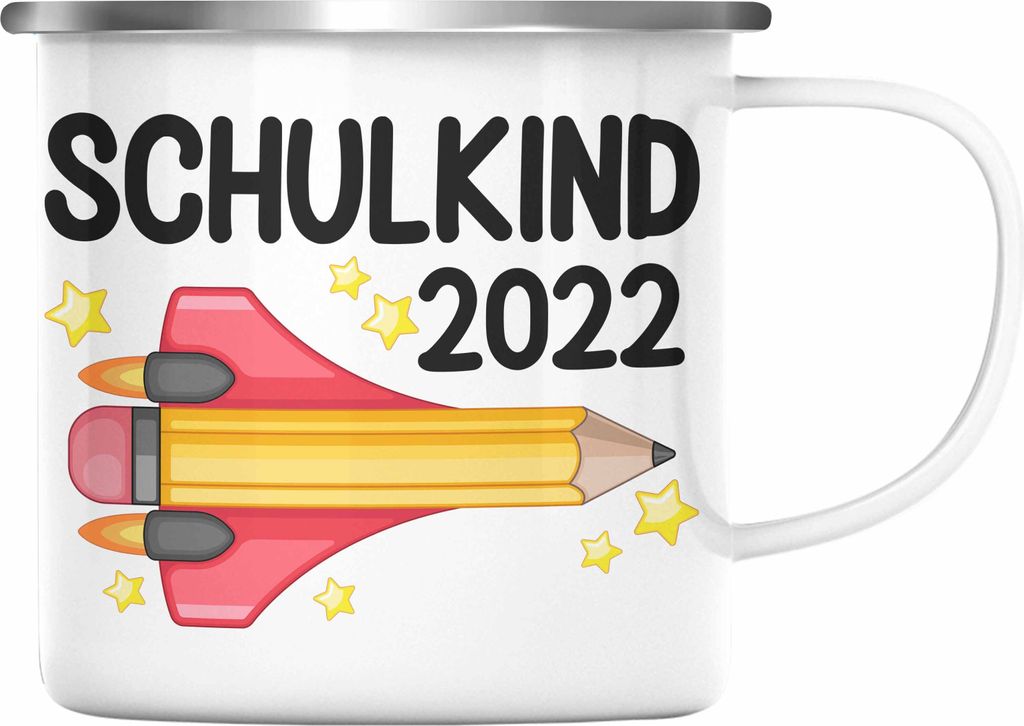 Trendation - Einschulung Junge Mädchen Geschenk Schultüte Füllung Emaille Tasse Schulstart 1. Schultag Schuleinführung Schulanfang Geschenkidee...