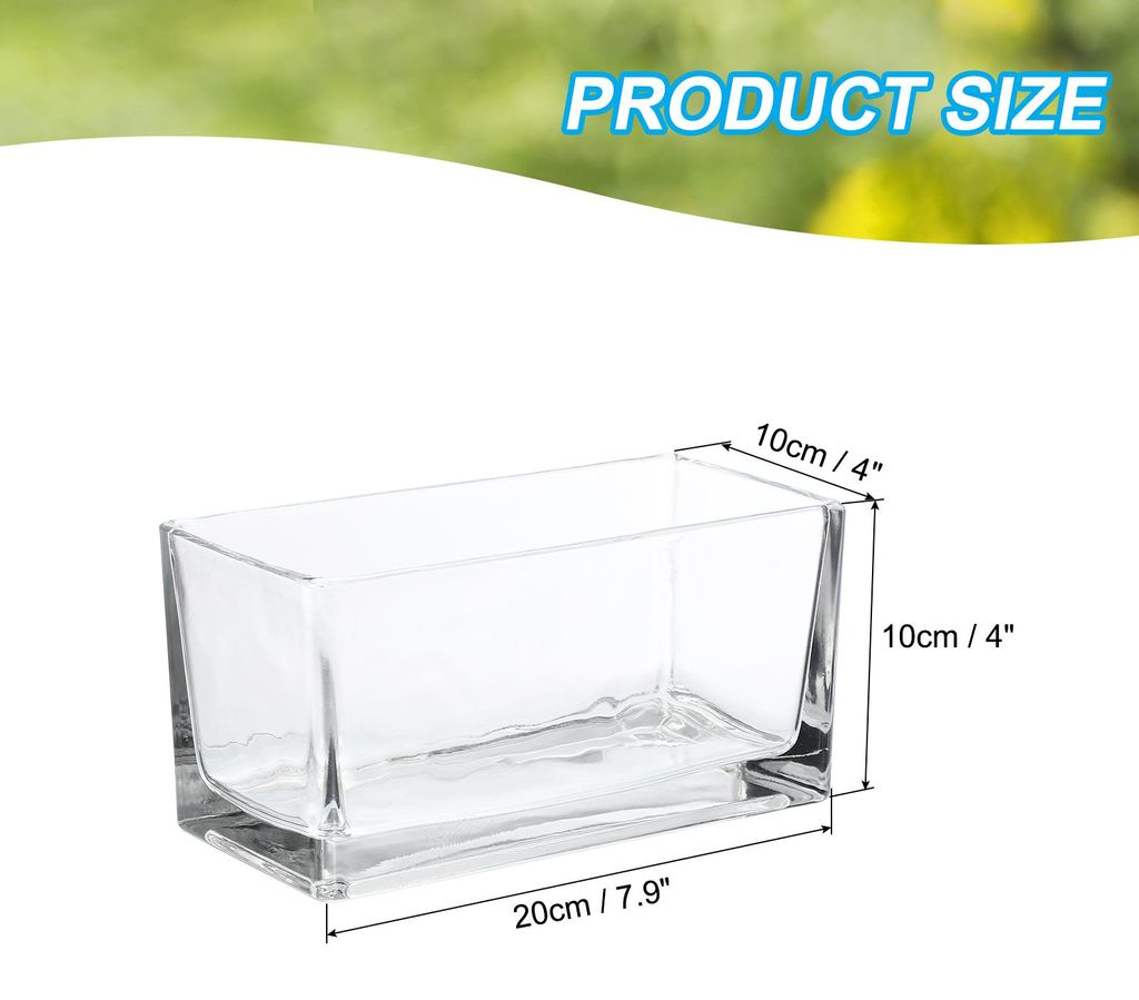 Rechteckige Glasvase 20x10x10 cm, 1 Stš¹ck Klarer Blumenpflanzer Terrariumbeh?lter Verdickter Grund fš¹r Hochzeit Zuhause Bš¹ro Dekor Party E...