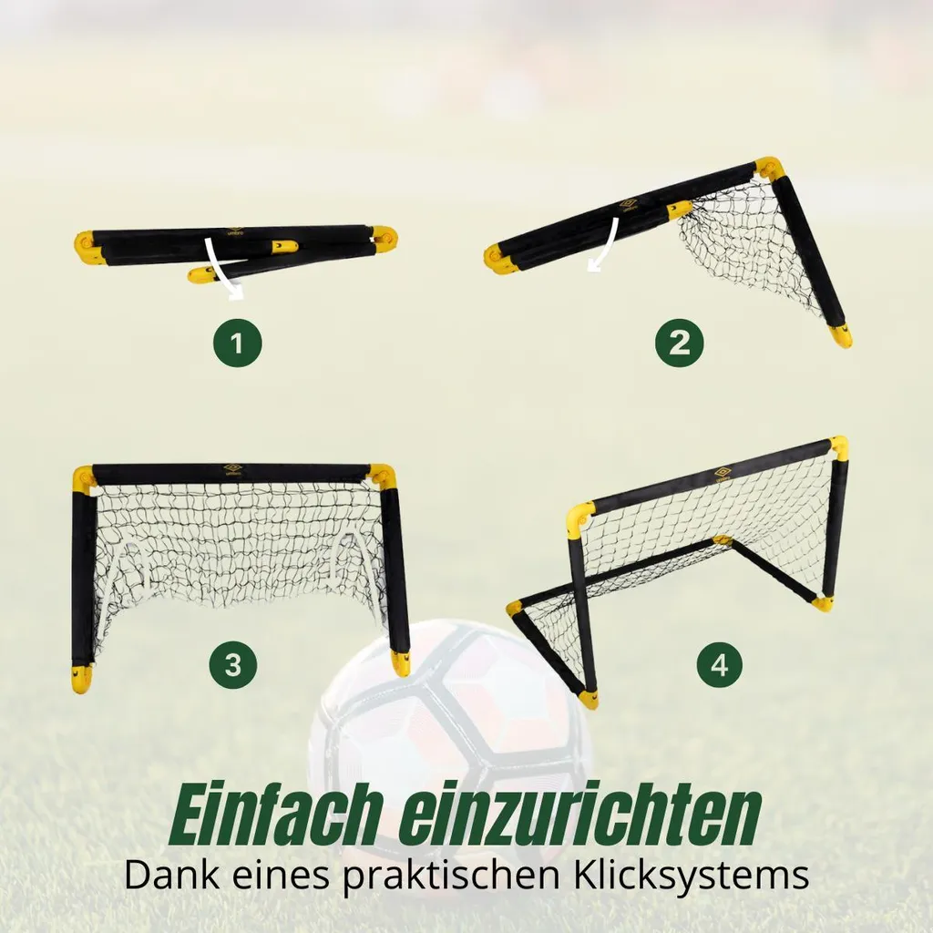 Mini buts de foot pliables Umbro - Set de 2 cages transportables noires
