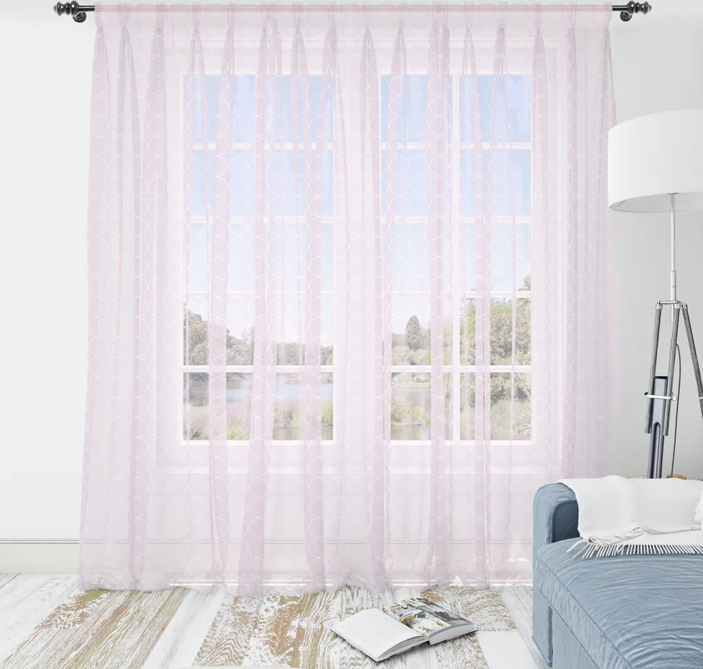 ABAKUHAUS Arazzo orientale, Simplistic Thin Line Motivo orientale stilizzato ripetuto su sfondo pastello, Arazzo in raso setoso per soggiorno e camera da letto, 240 cm x 274 cm, Rosa confetto Bianco