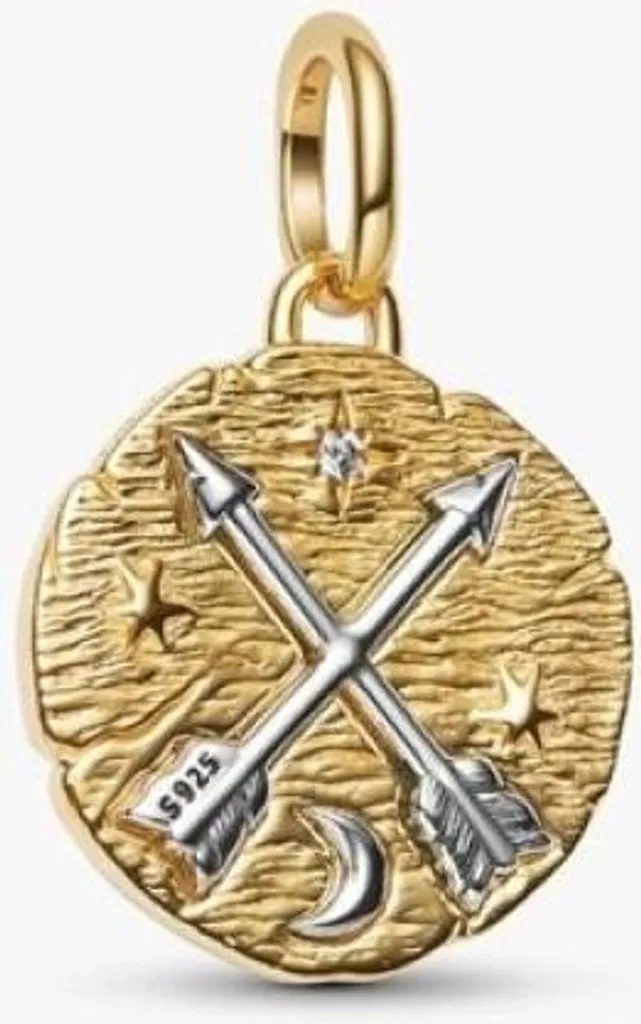 Médaillon Pandora en Argent et Or 14k Flèches Croisées 764081C01