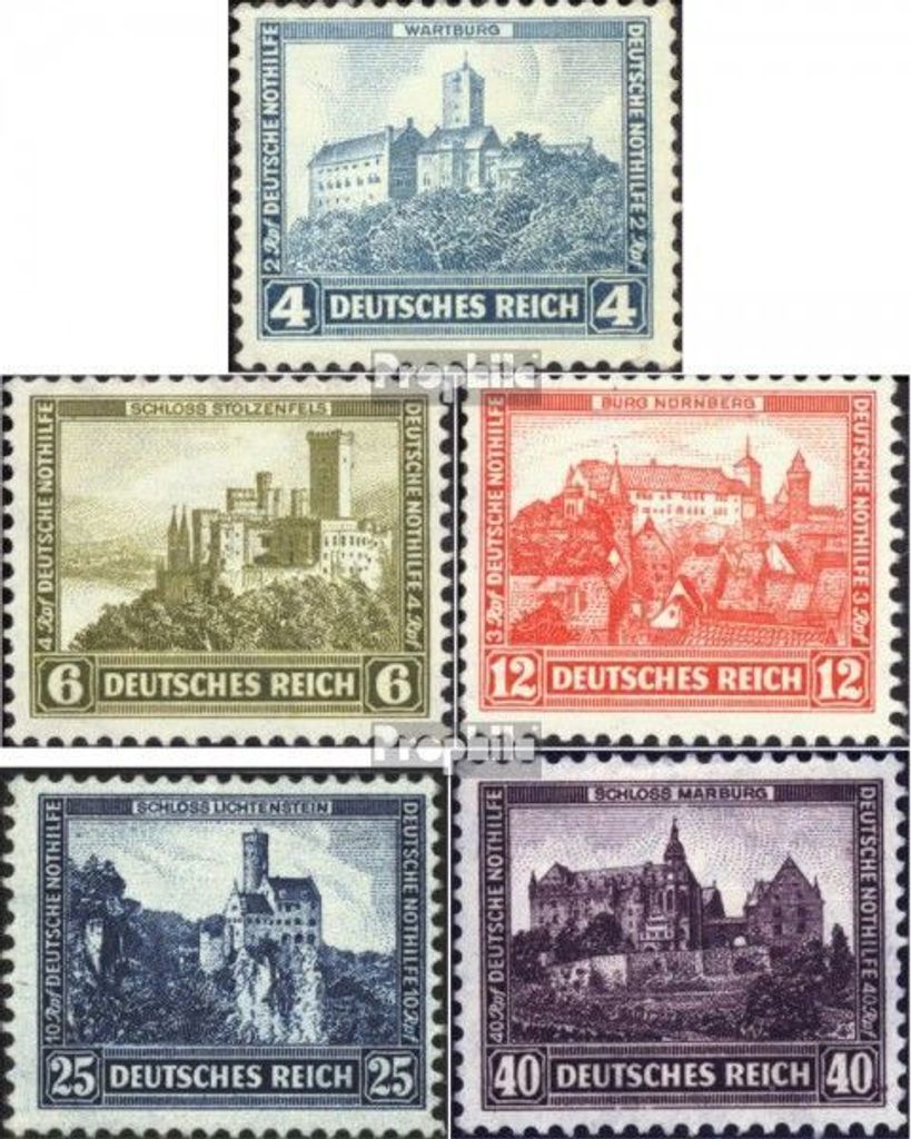 Briefmarken Deutsches Reich 1932 Mi 474-478 (kompl.Ausg.) gestempelt Nothilfe:Burgen und Schlösser